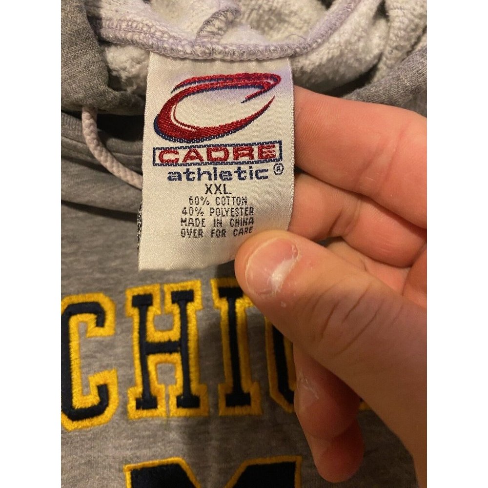 Vintage Cadre Athletic Michigan Wolverines arch hoodie sweatshirt XXL XL gray - Picture 3 of 13